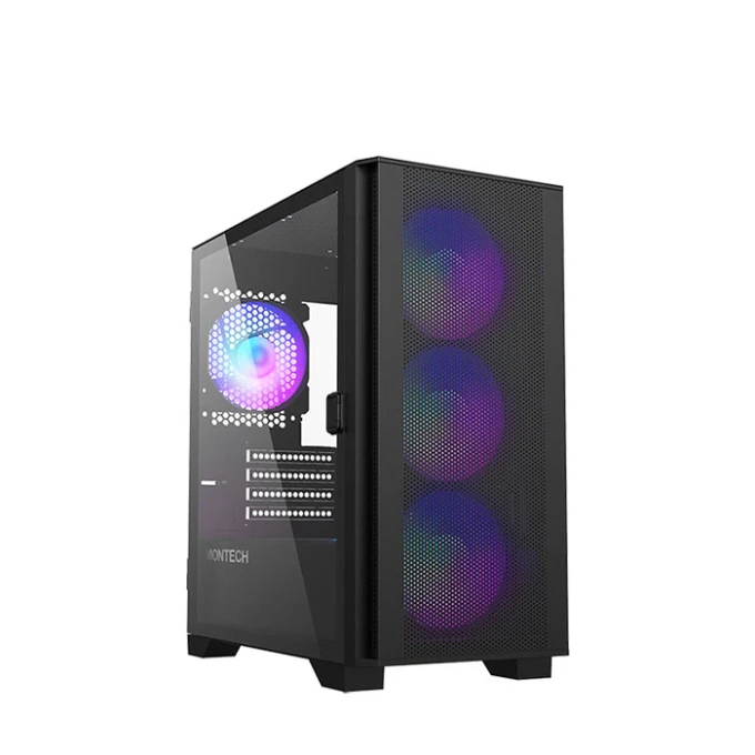 Carcasa MONTECH AIR 100 ARGB, Mini-Tower, Micro-ATX/Mini-ITX, Tempered Glass, 4x 120mm ARGB Fans, Black - Imagine 1