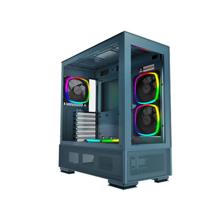 Carcasa MONTECH SKY TWO, Mid-Tower, ATX/Micro-ATX/Mini-ITX, Tempered Glass, 4x 120mm RX120/AX120 PWM ARGB Fans, Black - Imagine 1