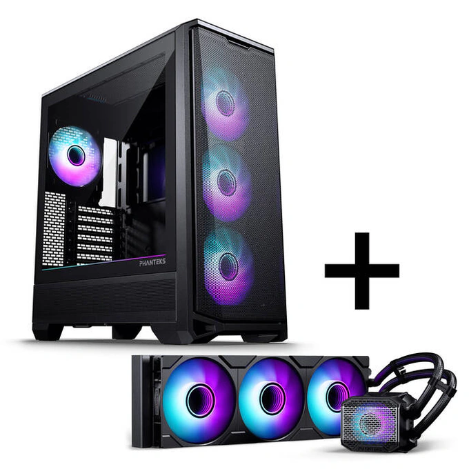 Carcasă Phanteks Eclipse G400A, Glacier One 360M25 Gen2 AiO, Mid-Tower, E-ATX/ATX/Micro-ATX/Mini-ITX, Tempered Glass, D-RGB, Black - Imagine 5