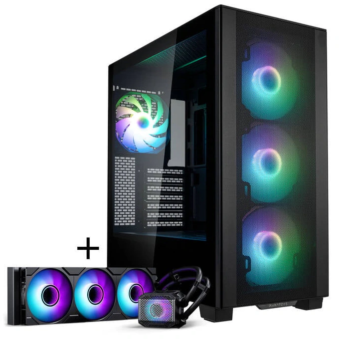 Carcasă Phanteks XT Pro Ultra + Glacier One 360M25 Gen2 AiO, Mid-Tower, E-ATX/ATX/Micro-ATX/Mini-ITX, Tempered Glass, D-RGB, Black - Imagine 1