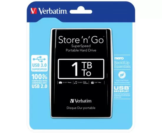 HDD Extern Verbatim Store-n Go, 1TB, USB 3.0 si USB 2.0, Negru - Imagine 5