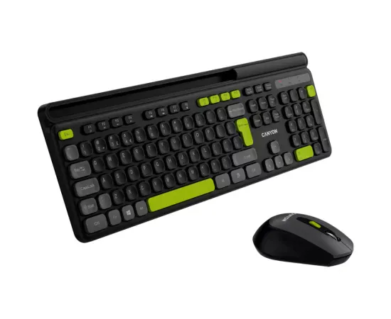 Kit Tastatură + Mouse Wireless CANYON CNS-HSETW5BK Negru-Verde - Imagine 3
