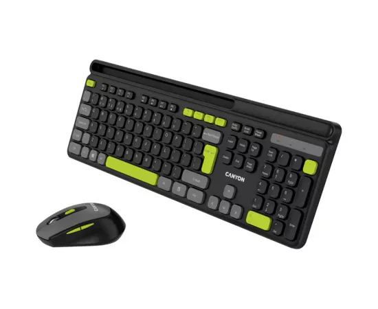 Kit Tastatură + Mouse Wireless CANYON CNS-HSETW5BK Negru-Verde - Imagine 4