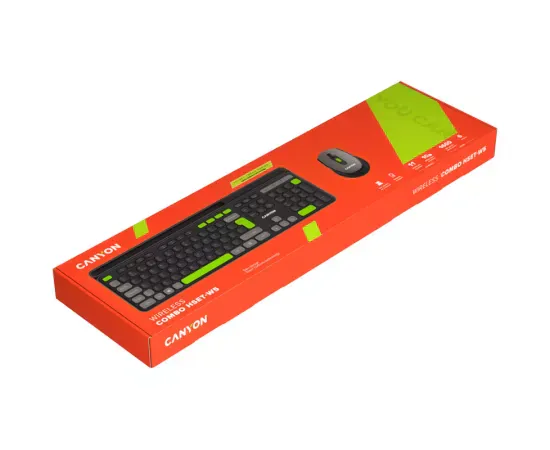 Kit Tastatură + Mouse Wireless CANYON CNS-HSETW5BK Negru-Verde - Imagine 6