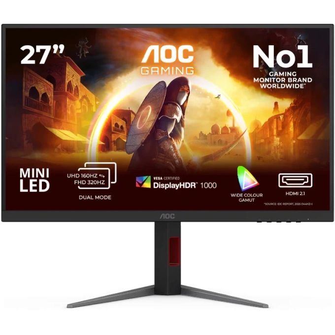 Monitor Gaming LED AOC U27G4XM, 27" UHD, 160 Hz, 1 ms, Black - Imagine 1