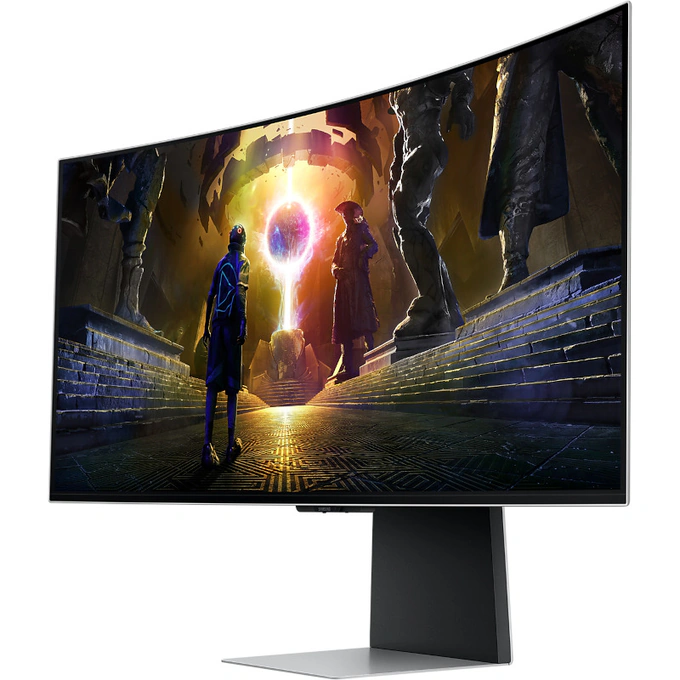 SAMSUNG Monitor Gaming LED Curbat SAMSUNG Odyssey G8 G85SD LS34DG850SUXDU, 34 inch QD-OLED, 175 Hz, 0.03 ms, Silver/White - IT-Fashion.ro