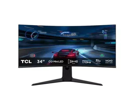 Monitor Gaming LED Curbat TCL 34R83Q, 34" UWQHD, 1ms, 170 Hz, White/Black - Imagine 1