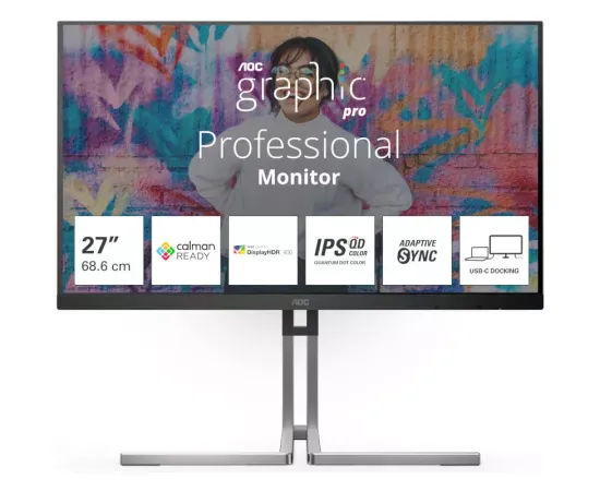 Monitor LED AOC Q27U3CV, 27" QHD, IPS, 75 Hz, 4ms, Black - Imagine 1