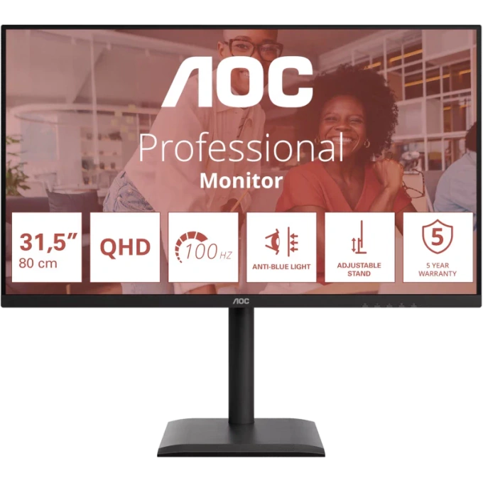 Monitor LED AOC Q32E4U, 31.5" QHD, 100 Hz, 4 ms, Black - Imagine 1
