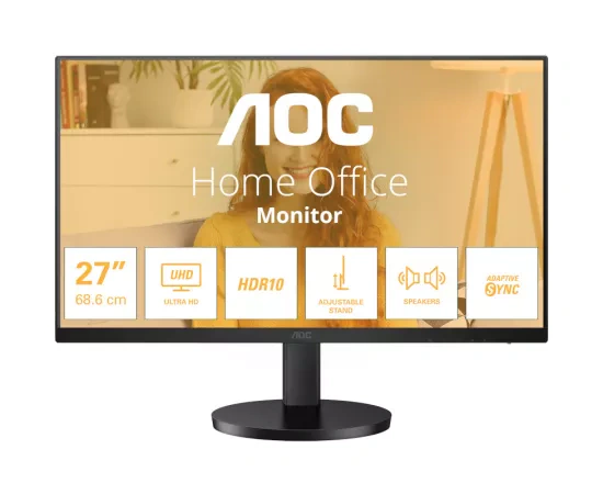 Monitor LED AOC U27B3AF, 27" UHD, IPS, HDR, 4 ms, 60 Hz, Black - Imagine 1