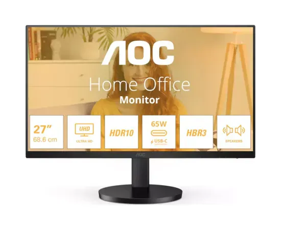 Monitor LED AOC U27B3CF, 27" UHD, IPS, 4 ms, 60 Hz, Black - Imagine 1