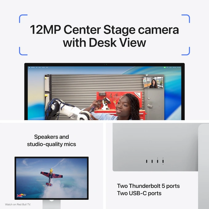 Monitor LED APPLE Studio Display (2026) MFEW4RC/A, 27 inch, 5k, Sticla standard, Suport reglabil pe inclinare si inaltime, 60 Hz, Silver - Imagine 4