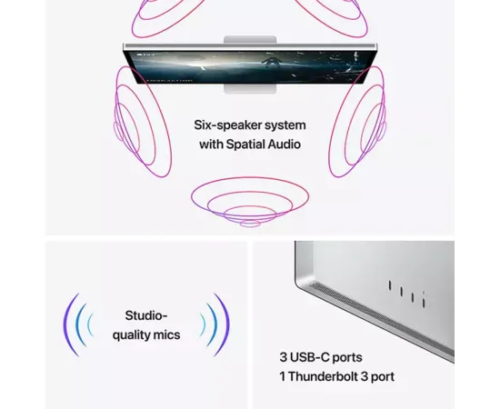 Monitor LED APPLE Studio Display MYJF3Z/A, 5K, 27", 60 Hz, WebCam, Silver - Imagine 8
