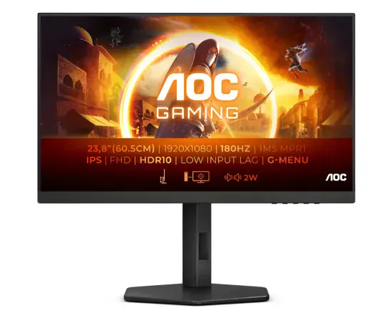 Monitor LED Gaming AOC 27G4X, 27" Full HD, IPS, HDR, G-Sync Compatible, 180Hz, 0.5 ms, Black - Imagine 1