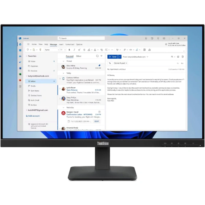 Monitor LED LENOVO ThinkVision S24-4e, 23.8 inch, FHD, IPS, 4 ms, 100 Hz, Black - Imagine 1