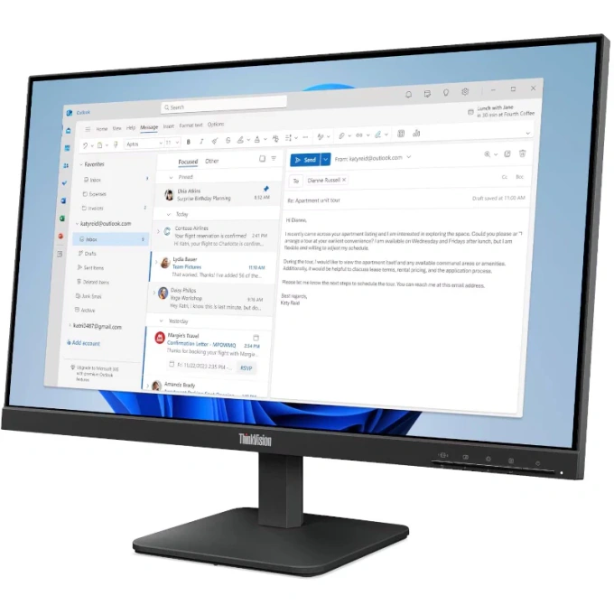Lenovo Monitor LED LENOVO ThinkVision S24-4e, 23.8 inch, FHD, IPS, 4 ms, 100 Hz, Black - IT-Fashion.ro