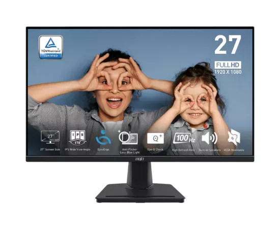 Monitor LED MSI PRO MP275, 27", FHD IPS, 100 Hz, 1ms, Black - Imagine 1