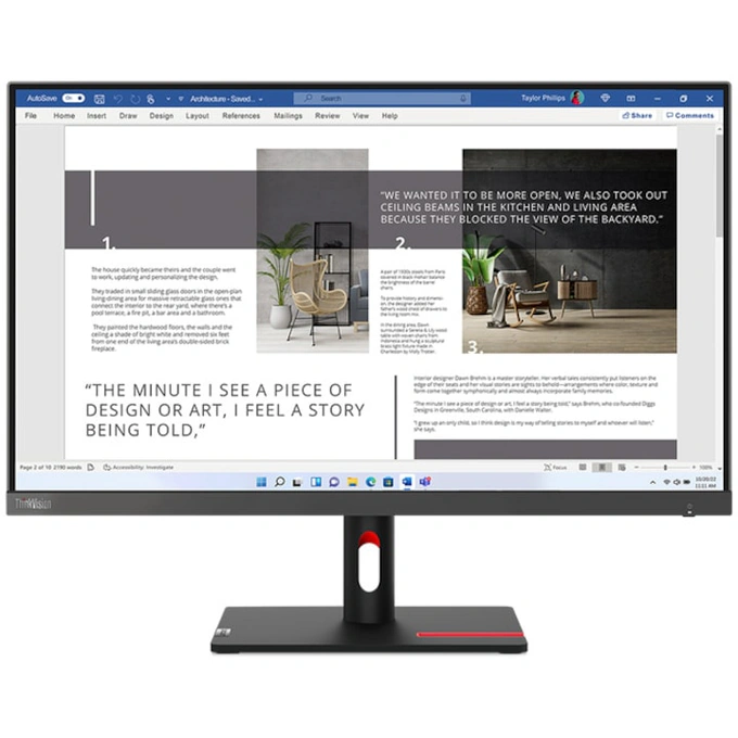 Monitor LENOVO ThinkVision S27i-30, 27 inch IPS, Full HD, 4 ms, 300 cd/m², Storm Grey - Imagine 1