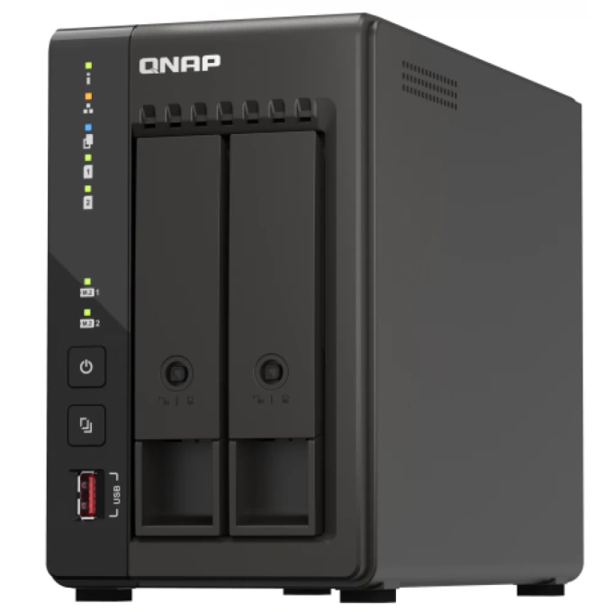 NAS QNAP, 2-Bay 2.5GbE, Intel Celeron J6412 Quad-Core, 8 GB RAM, 2×M.2 PCIe, Dual HDMI 4K, USB 3.2, Tower - Imagine 1