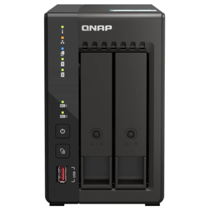 QNAP NAS QNAP, 2-Bay 2.5GbE, Intel Celeron J6412 Quad-Core, 8 GB RAM, 2×M.2 PCIe, Dual HDMI 4K, USB 3.2, Tower - IT-Fashion.ro