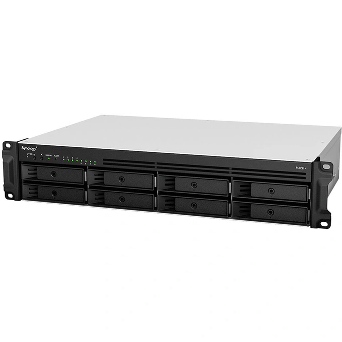 NAS Synology RS1221+, 8-Bay RackStation, Quad-Core AMD Ryzen V1500B, 4 GB ECC RAM, Hot-Swappable HDD/SSD, USB 3.2 & eSATA - Imagine 1