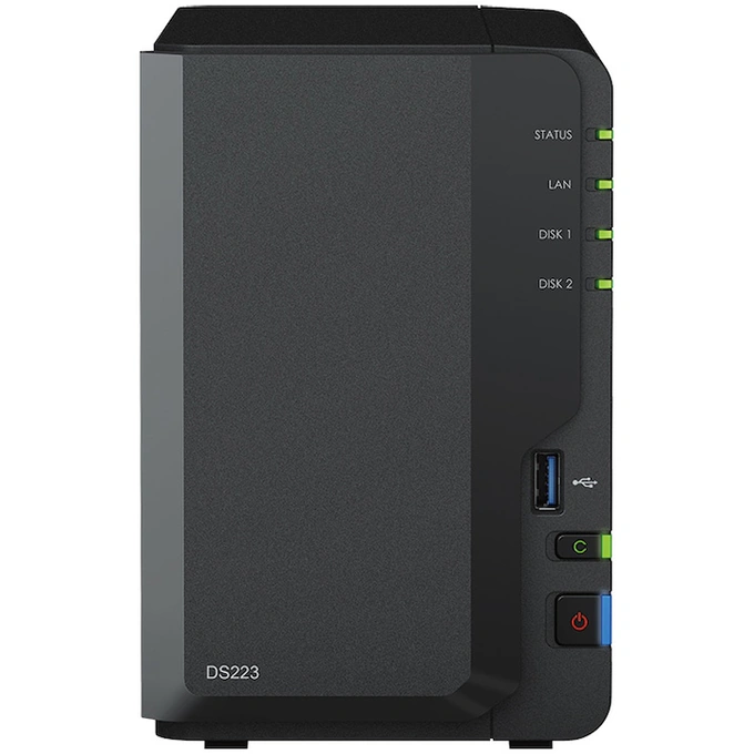 Network Attached Storage SYNOLOGY DS223 cu procesor Realtek RTD1619B 1.7GHz, 2-Bay, 2GB DDR4, Black - Imagine 1
