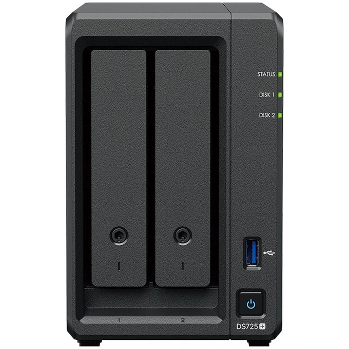 Synology Network Attached Storage SYNOLOGY DS725+ 2-Bay Diskstation AMD Ryzen Embedded R1600 4GB DDR4 ECC SODIMM - IT-Fashion.ro