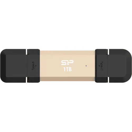 SSD portabil SILICON POWER DS72 SP001TBUC3S72VPG, 1 TB, USB-C/A, Gold - Imagine 1