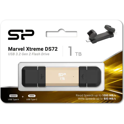 SSD portabil SILICON POWER DS72 SP001TBUC3S72VPG, 1 TB, USB-C/A, Gold - Imagine 4