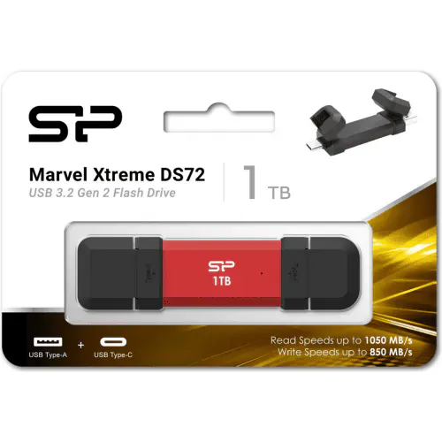 SSD portabil SILICON POWER DS72 SP001TBUC3S72VPR, 1 TB, USB-C/A, Red - Imagine 4