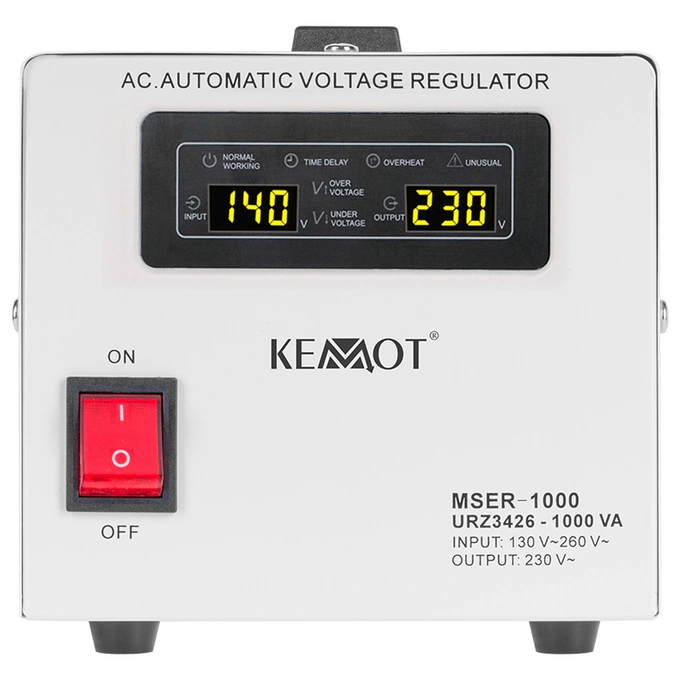 KEMOT Stabilizator de tensiune cu servomotor KEMOT URZ3426 1000VA, monofazat, 2 prize - IT-Fashion.ro