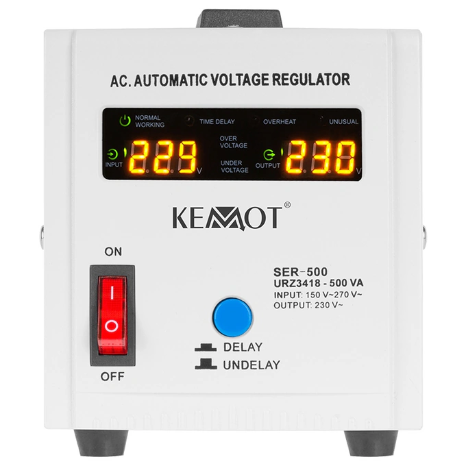 KEMOT Stabilizator de tensiune KEMOT URZ3418 500VA cu ecran LCD, monofazat, transformator toroidal - IT-Fashion.ro
