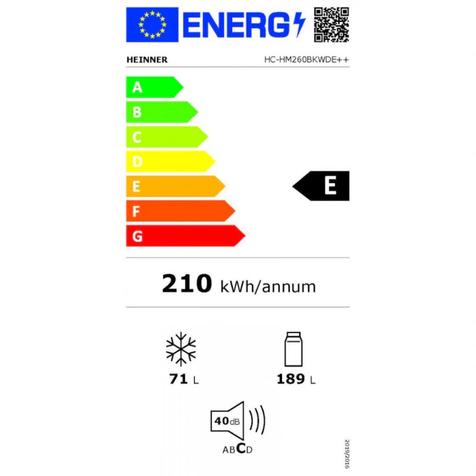 Combina frigorifica HEINNER HC-HM260BKWDE++, Dozator de apa, 260 l, Clasa E, Negru - Imagine 3