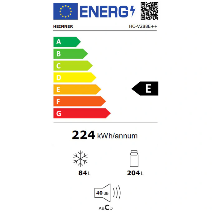 Combina frigorifica HEINNER HC-V288E++, 288 L, Clasa E, Less Frost, Control mecanic, Iluminare LED, 180 cm, Alb - Imagine 4