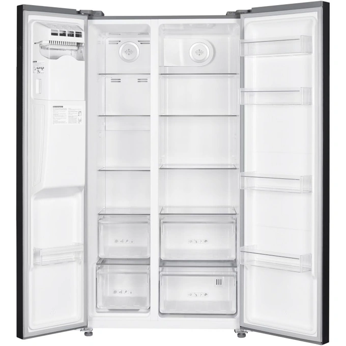 Combina frigorifica side by side HEINNER HSBS-HM513NFIMDXE++, 13 L, Clasa E, Full No Frost, Inverter, Dozator apa si gheata, Display LED, 177 cm, Antracit - Imagine 2