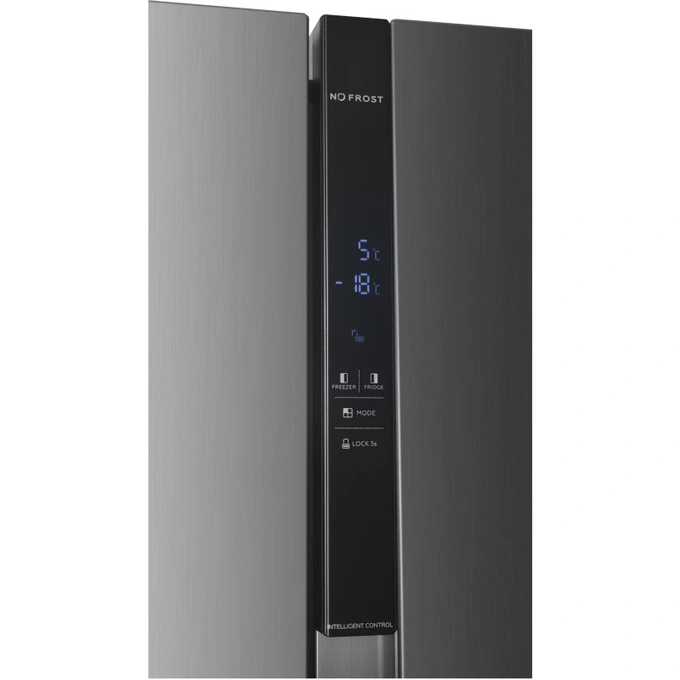 Combina frigorifica side by side HEINNER HSBS-HM529NFXWDE++, 529 L, Clasa E, Full No Frost, Dual Inverter, Dozator apa, Display LED, Iluminare LED, 177 cm, Inox - Imagine 3