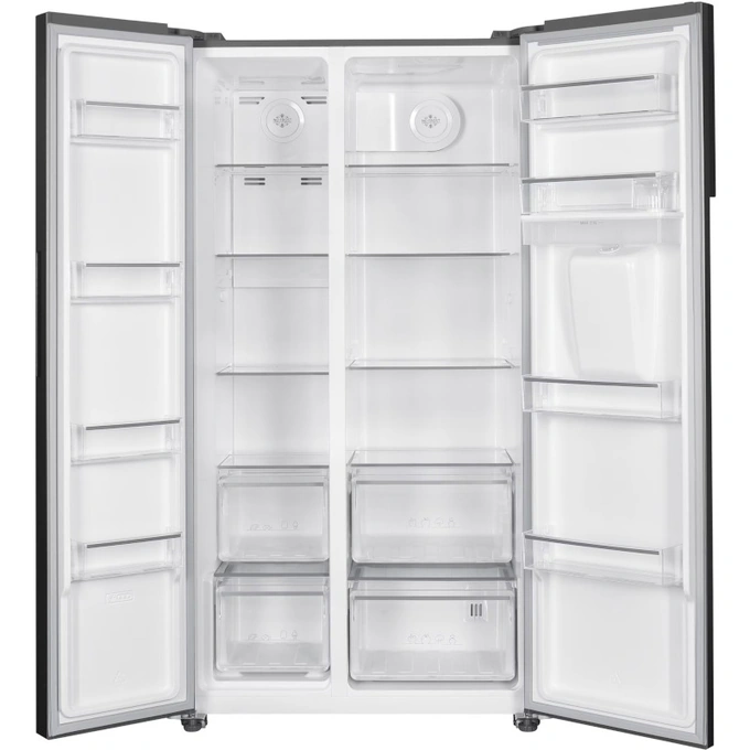 Combina frigorifica side by side HEINNER HSBS-HM529NFXWDE++, 529 L, Clasa E, Full No Frost, Dual Inverter, Dozator apa, Display LED, Iluminare LED, 177 cm, Inox - Imagine 4