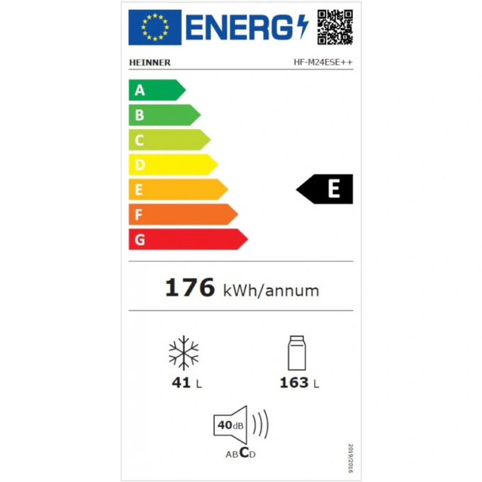 Frigider HEINNER HF-M24ESE++, 204 L, Clasa E, Control electronic, 143 cm, Argintiu - Imagine 3
