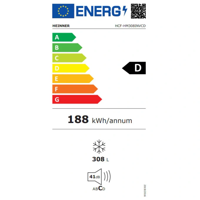 Lada frigorifica HEINNER HCF-HM308INVCD, 308 L, Clasa D, Inverter, Sistem convertibil, Control electronic, Alb - Imagine 3