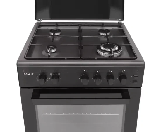 Aragaz pe gaz SAMUS SM667APGS Antracit – 4 arzătoare, cuptor 55L, grill și timer - Imagine 4