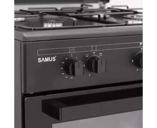 Aragaz pe gaz SAMUS SM667APGS Antracit – 4 arzătoare, cuptor 55L, grill și timer - Imagine 5