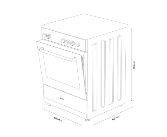 Aragaz pe gaz SAMUS SM667APGS Antracit – 4 arzătoare, cuptor 55L, grill și timer - Imagine 7