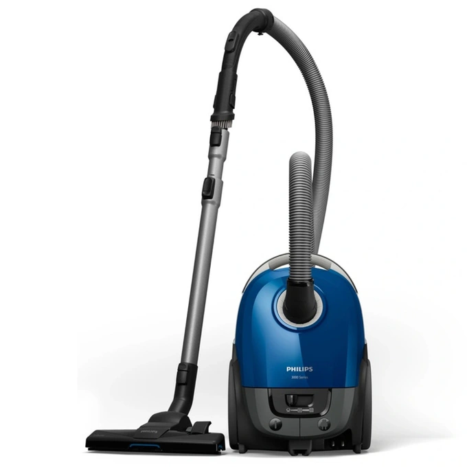 PHILIPS Aspirator cu sac, Philips XD3110/09, aspirare uscata, 3 litri, 900 W, filtru Allergy H13, tehnologie AirflowMax, albastru + negru - IT-Fashion.ro