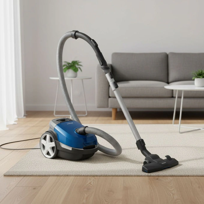 Aspirator cu sac, Philips XD3110/09, aspirare uscata, 3 litri, 900 W, filtru Allergy H13, tehnologie AirflowMax, albastru + negru - Imagine 7