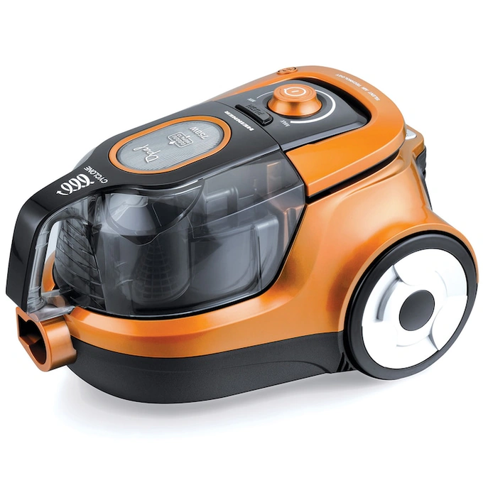 Aspirator fara sac Heinner HVC-V750OR, 750 W, 2.2 l, Filtrare ciclonica, Filtru Hepa dublu 13, Negru / Portocaliu - Imagine 3