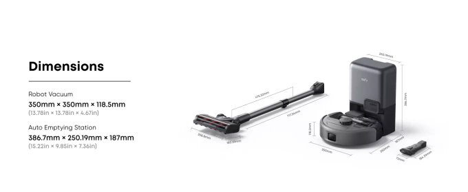 Aspirator robot EUFY 3-in-1 T2070G10, Rezervor apa 3l, 8.000 Pa, Negru - Imagine 5