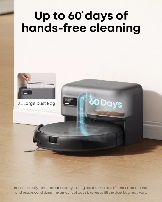 Aspirator robot EUFY C10 T2292G11, Sac de praf de 3l, 4000 Pa, Negru - Imagine 6