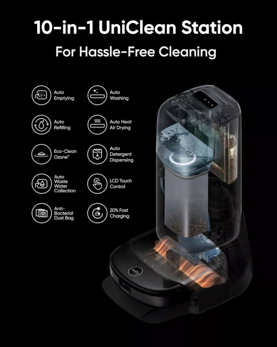 Aspirator robot EUFY Omni S1 Pro T2080GA1, Capacitate rezervor 2.5l, 8000 Pa, Negru - Imagine 6
