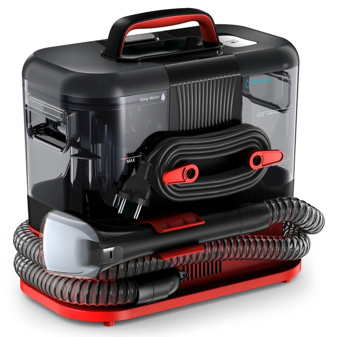 Aspirator Rowenta Clean It IN5012F0, cu spalare, cu filtrare prin apa, 1.5 litri, 400 W, aspirare umeda si uscata, functie de autocuratare, negru + rosu - Imagine 3