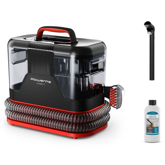 Aspirator Rowenta Clean It IN5012F0, cu spalare, cu filtrare prin apa, 1.5 litri, 400 W, aspirare umeda si uscata, functie de autocuratare, negru + rosu - Imagine 4